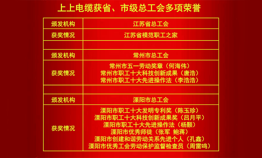 918博天堂电缆获省、市级总工会多项声誉